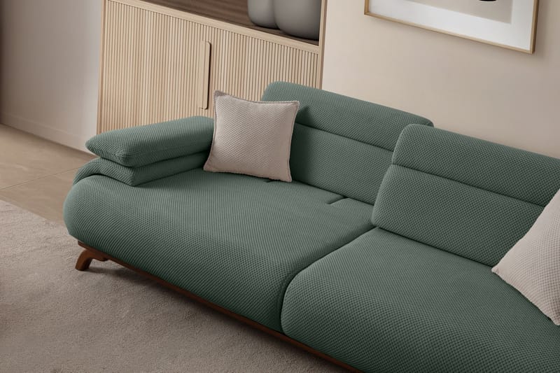 3-seters sofa Atelier Del Sofa Bonjo Walnut (246 x 81 x 97 cm) Grønn - Grønn - Møbler - Sofaer - 3 seter sofa