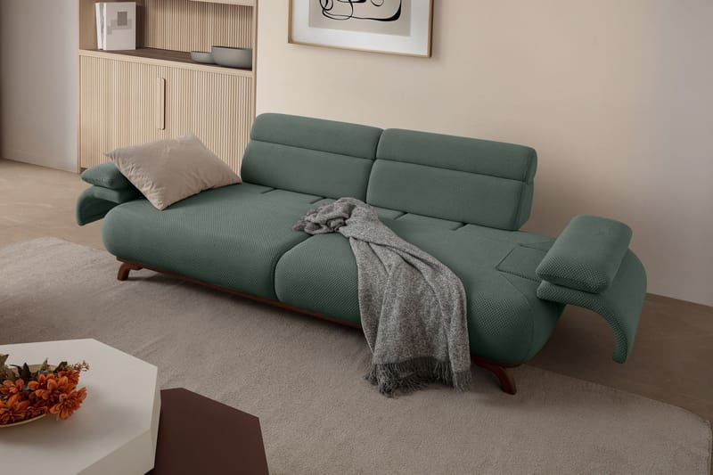3-seters sofa Atelier Del Sofa Bonjo Walnut (246 x 81 x 97 cm) Grønn - Grønn - Møbler - Sofaer - 3 seter sofa