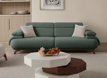 3-seters sofa Atelier Del Sofa Bonjo Walnut (246 x 81 x 97 cm) Grønn - Grønn - Møbler - Sofaer - 3 seter sofa