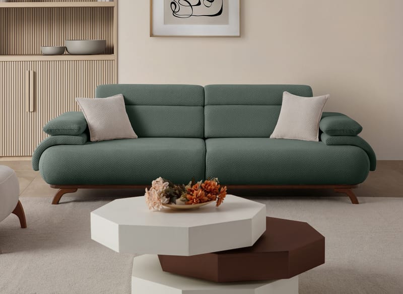 3-seters sofa Atelier Del Sofa Bonjo Walnut (246 x 81 x 97 cm) Grønn - Grønn - Møbler - Sofaer - 3 seter sofa