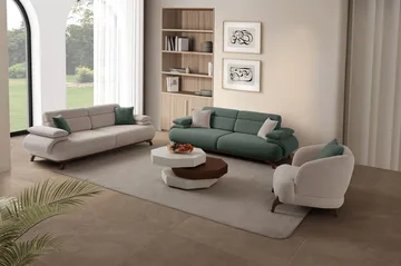 3-seters sofa Atelier Del Sofa Bonjo Walnut (246 x 81 x 97 cm) Grønn - Grønn - Møbler - Sofaer - 3 seter sofa