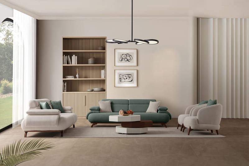3-seters sofa Atelier Del Sofa Bonjo Walnut (246 x 81 x 97 cm) Grønn - Grønn - Møbler - Sofaer - 3 seter sofa
