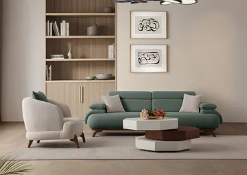 3-seters sofa Atelier Del Sofa Bonjo Walnut (246 x 81 x 97 cm) Grønn - Grønn - Møbler - Sofaer - 3 seter sofa