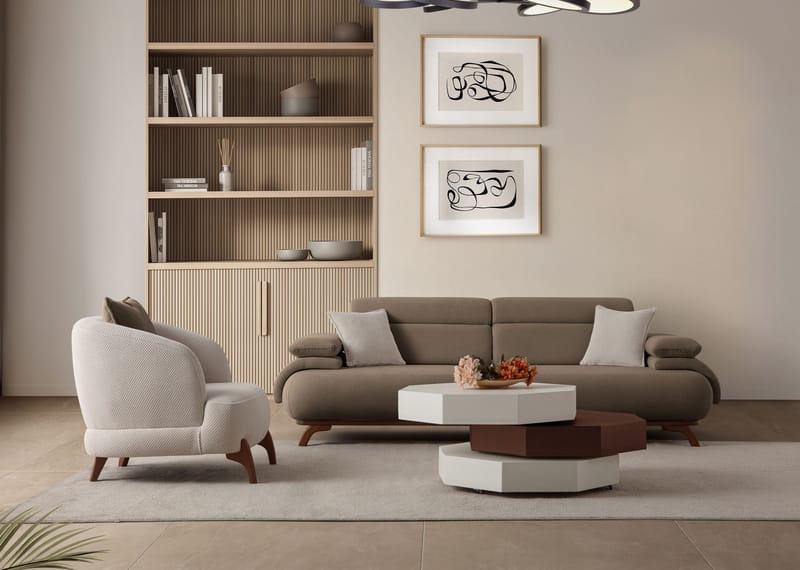 3-seters sofa Atelier Del Sofa Bonjo Walnut (246 x 81 x 97 cm) Jord - Jord - Møbler - Sofaer - 3 seter sofa