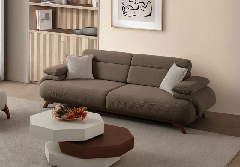 3-seters sofa Atelier Del Sofa Bonjo Walnut (246 x 81 x 97 cm) Jord - Jord - Møbler - Sofaer - 3 seter sofa