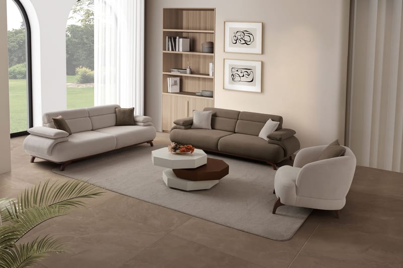 3-seters sofa Atelier Del Sofa Bonjo Walnut (246 x 81 x 97 cm) Jord - Jord - Møbler - Sofaer - 3 seter sofa