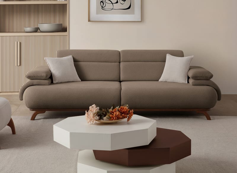3-seters sofa Atelier Del Sofa Bonjo Walnut (246 x 81 x 97 cm) Jord - Jord - Møbler - Sofaer - 3 seter sofa