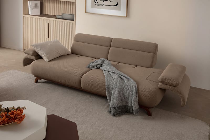 3-seters sofa Atelier Del Sofa Bonjo Walnut (246 x 81 x 97 cm) Latte - Latte - Møbler - Sofaer - 3 seter sofa