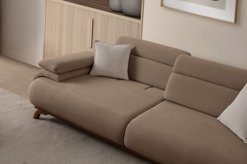3-seters sofa Atelier Del Sofa Bonjo Walnut (246 x 81 x 97 cm) Latte - Latte - Møbler - Sofaer - 3 seter sofa