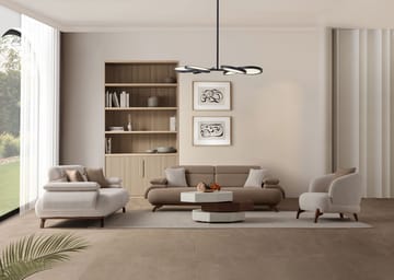 3-seters sofa Atelier Del Sofa Bonjo Walnut (246 x 81 x 97 cm) Latte - Latte - Møbler - Sofaer - 3 seter sofa