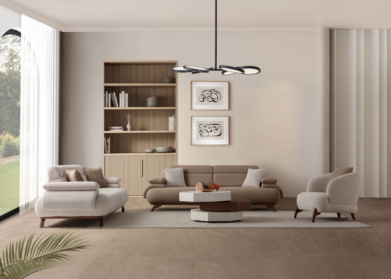 3-seters sofa Atelier Del Sofa Bonjo Walnut (246 x 81 x 97 cm) Latte - Latte - Møbler - Sofaer - 3 seter sofa