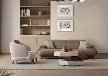 3-seters sofa Atelier Del Sofa Bonjo Walnut (246 x 81 x 97 cm) Latte - Latte - Møbler - Sofaer - 3 seter sofa