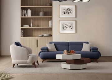 3-seters sofa Atelier Del Sofa Bonjo Walnut (246 x 81 x 97 cm) Navy Blue - Marineblå - Møbler - Sofaer - 3 seter sofa