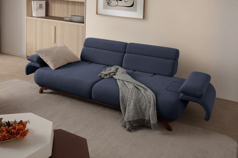 3-seters sofa Atelier Del Sofa Bonjo Walnut (246 x 81 x 97 cm) Navy Blue - Marineblå - Møbler - Sofaer - 3 seter sofa