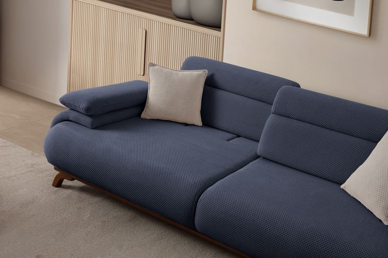 3-seters sofa Atelier Del Sofa Bonjo Walnut (246 x 81 x 97 cm) Navy Blue - Marineblå - Møbler - Sofaer - 3 seter sofa