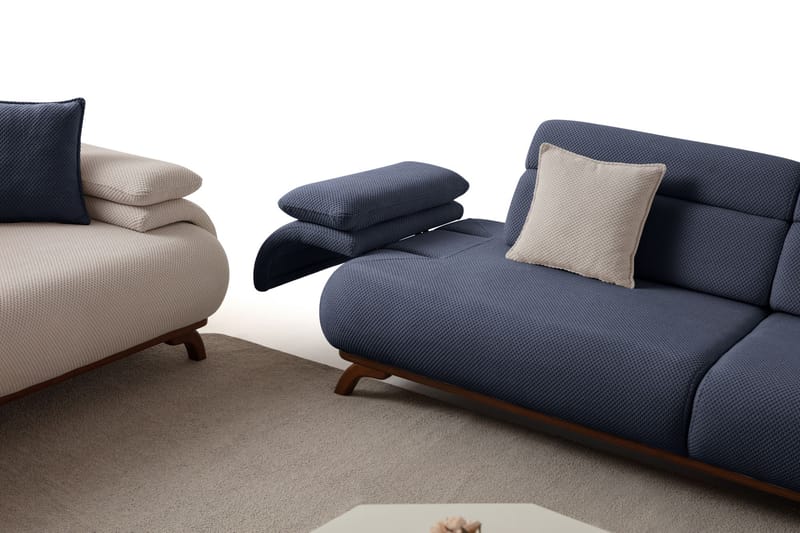 3-seters sofa Atelier Del Sofa Bonjo Walnut (246 x 81 x 97 cm) Navy Blue - Marineblå - Møbler - Sofaer - 3 seter sofa