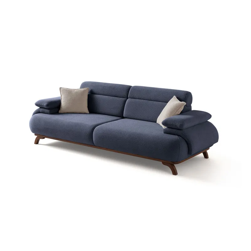 3-seters sofa Atelier Del Sofa Bonjo Walnut (246 x 81 x 97 cm) Navy Blue - Marineblå - Møbler - Sofaer - 3 seter sofa