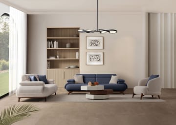 3-seters sofa Atelier Del Sofa Bonjo Walnut (246 x 81 x 97 cm) Navy Blue - Marineblå - Møbler - Sofaer - 3 seter sofa
