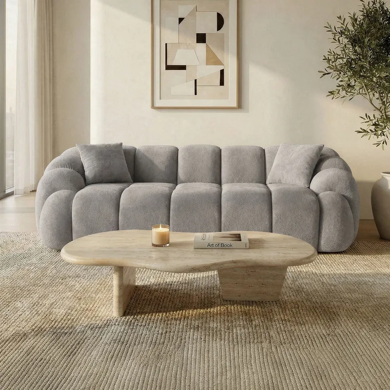 3-seters sofa Atelier Del Sofa Octavio (233 x 70 x 80 cm) Grå - Møbler - Sofaer - 3 seter sofa
