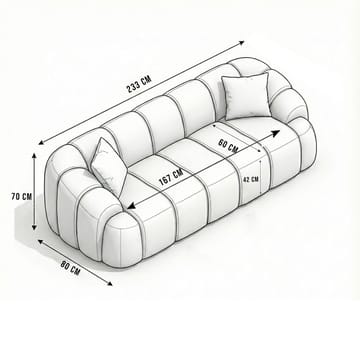 3-seters sofa Atelier Del Sofa Octavio (233 x 70 x 80 cm) Grå - Møbler - Sofaer - 3 seter sofa