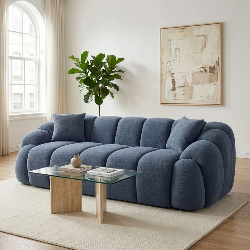 3-seters sofa Atelier Del Sofa Octavio (233 x 70 x 80 cm) Marineblå - Møbler - Sofaer - 3 seter sofa