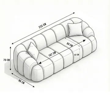 3-seters sofa Atelier Del Sofa Octavio (233 x 70 x 80 cm) Turkis - Møbler - Sofaer - 3 seter sofa