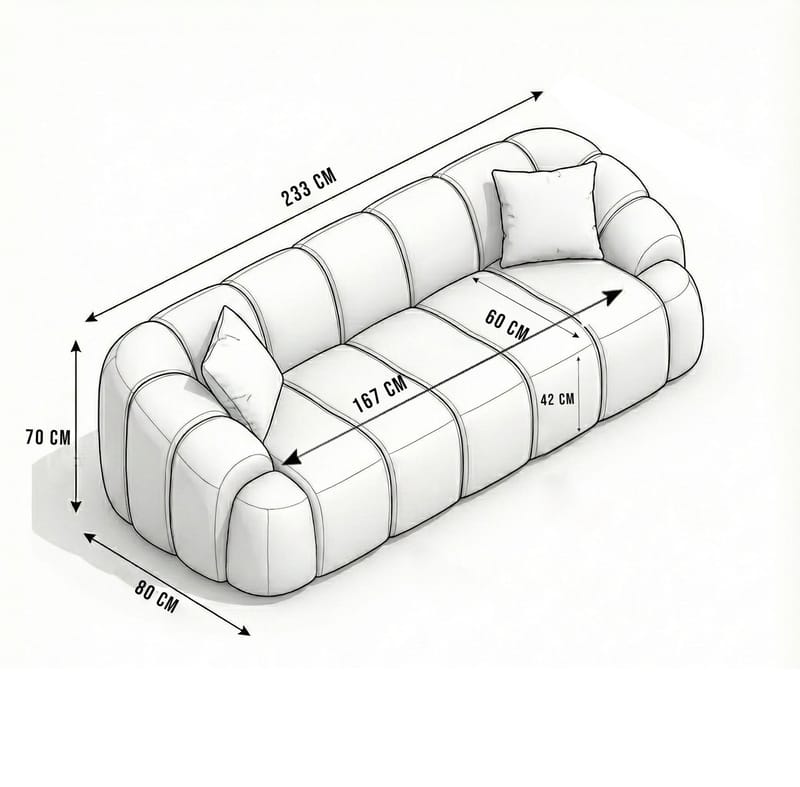 3-seters sofa Atelier Del Sofa Octavio (233 x 70 x 80 cm) Turkis - Møbler - Sofaer - 3 seter sofa