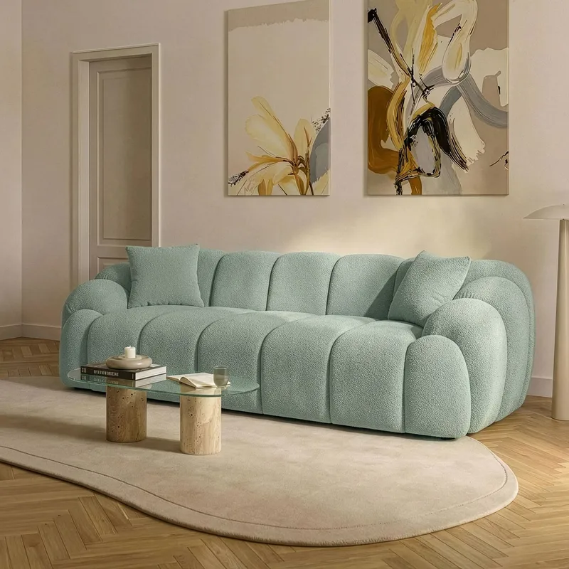 3-seters sofa Atelier Del Sofa Octavio (233 x 70 x 80 cm) Turkis - Møbler - Sofaer - 3 seter sofa