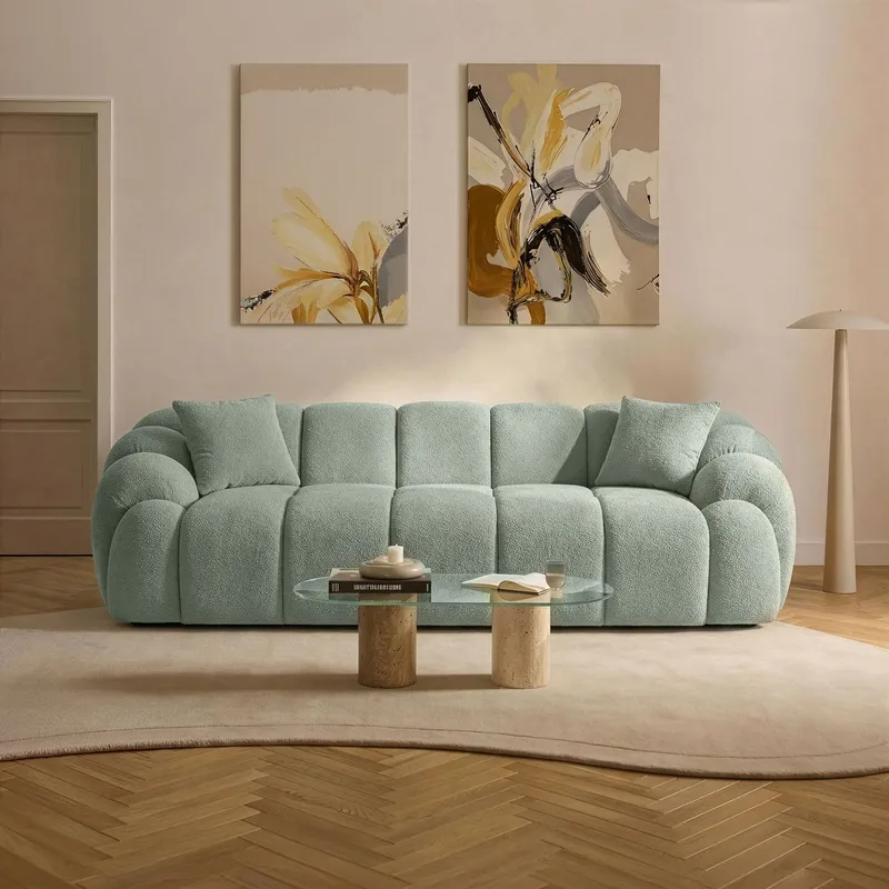 3-seters sofa Atelier Del Sofa Octavio (233 x 70 x 80 cm) Turkis - Møbler - Sofaer - 3 seter sofa