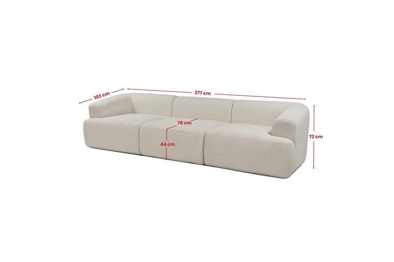 3-seters sofa Dashwood Hvit - Hvit - Møbler - Sofaer - 4 seter sofa