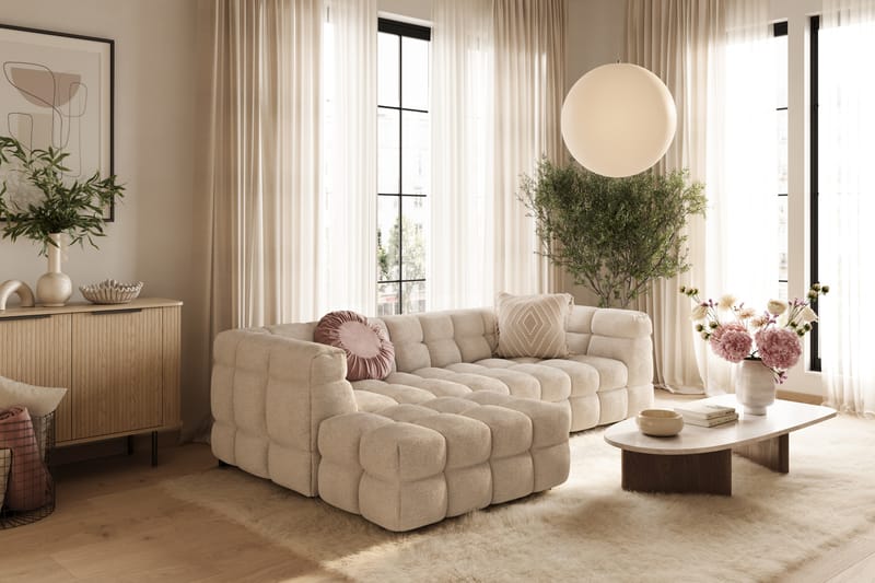 3-seters Sofa Elise med Sjeselong Venstre - Beige - Møbler - Sofaer - Sofaer med sjeselong - 4 seters sofa med divan