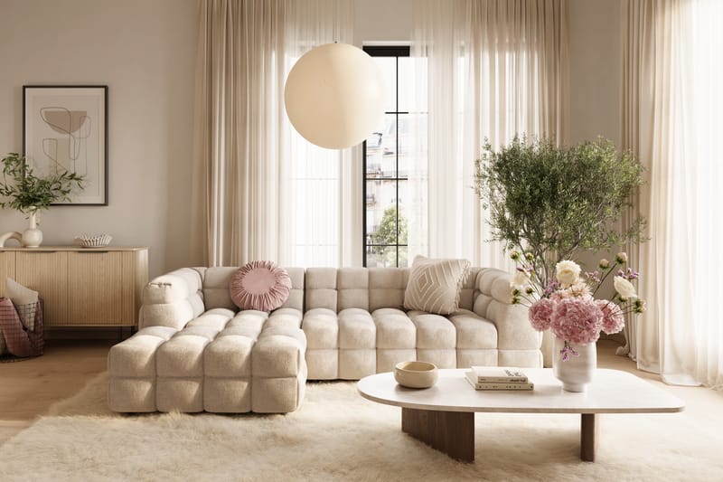 3-seters Sofa Elise med Sjeselong Venstre - Beige - Møbler - Sofaer - Sofaer med sjeselong - 4 seters sofa med divan