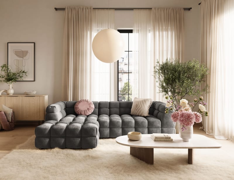 3-seters Sofa Elise med Sjeselong Venstre - Mørkegrå - Møbler - Sofaer - Sofaer med sjeselong - 4 seters sofa med divan