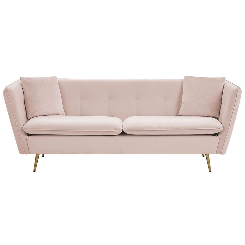3-seters sofa Frederica - Rosa, Gull/Fløyel - Møbler - Sofaer - Fløyelssofaer