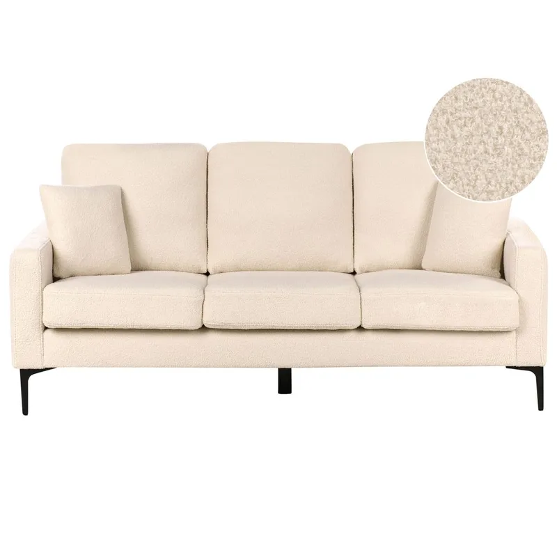 3-seters sofa Gavle, Beige, svart/Bouclé