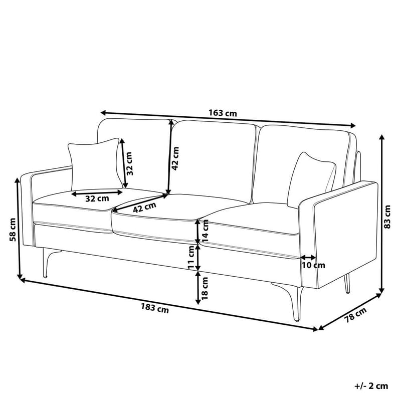 3-seters sofa Gavle - Beige, svart/Polyester - Møbler - Sofaer - 3 seter sofa