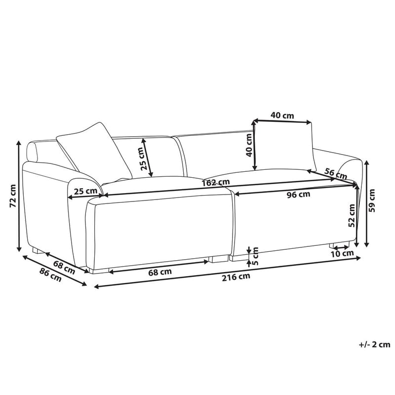 3-seters sofa Korio - Hvit, Svart - Møbler - Sofaer - 3 seter sofa