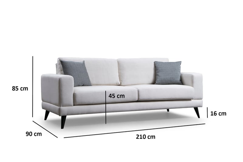 3-seters Sofa Maner - Beige / Svart - 3 seter sofa
