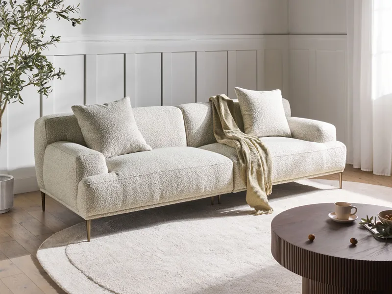 3-seters sofa Matila i bouclé - Hvit - Møbler - Sofaer - 3 seter sofa
