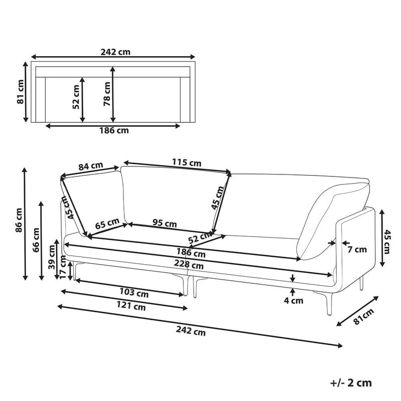 3-seters sofa Revsnes - Svart - Møbler - Sofaer - Skinnsofaer