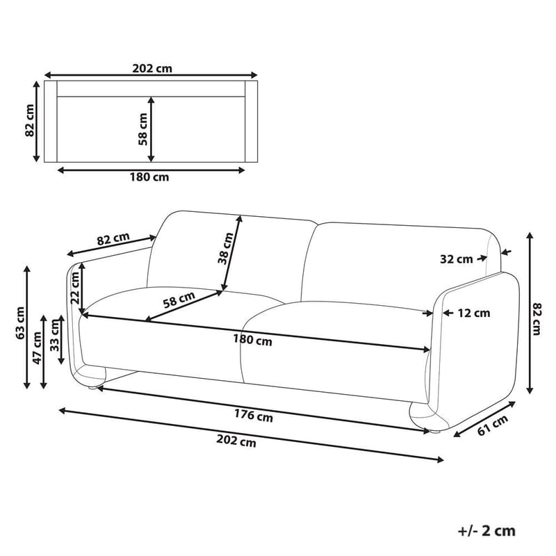 3-seters sofa Saland - Grå - Møbler - Sofaer - 3 seter sofa