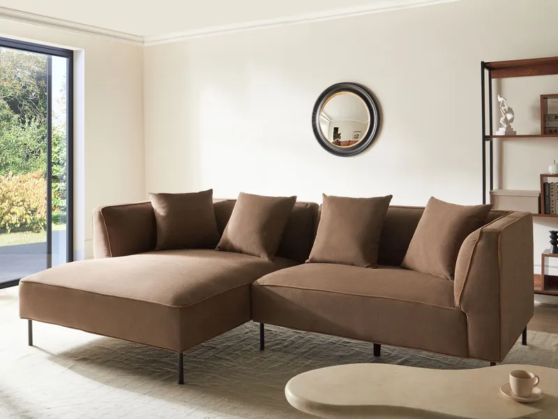 3-seters sofa Sater høyrevendt - Brun - Møbler - Sofaer - Sofaer med sjeselong - 3 seters sofa med divan