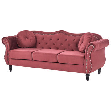 3-seters sofa Skien - Mørkerød - Møbler - Sofaer - Fløyelssofaer