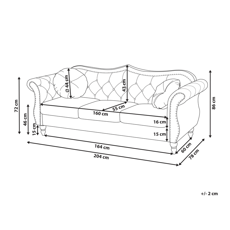 3-seters sofa Skien - Mørkerød - Møbler - Sofaer - Fløyelssofaer