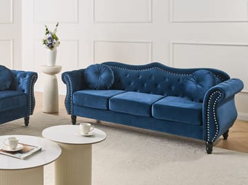 3-seters sofa Skien - Marineblå - Møbler - Sofaer - Fløyelssofaer