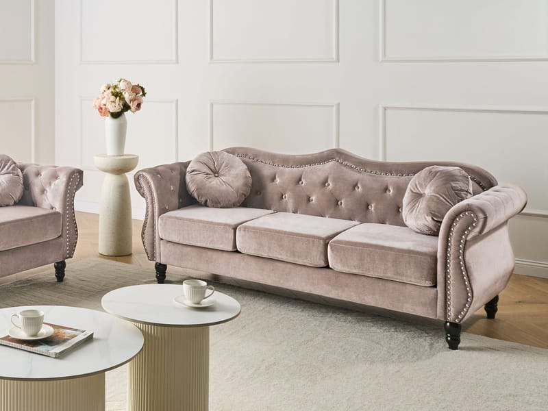 3-seters sofa Skien - Taupe - Møbler - Sofaer - Fløyelssofaer