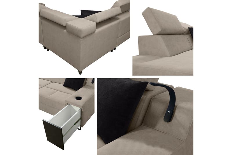 3-seters Sovesofa Høyre - Beige - Møbler - Sofaer - Fløyelssofaer