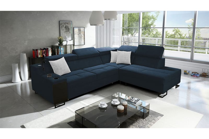 3-seters Sovesofa Høyre - Blå - Møbler - Sofaer - Fløyelssofaer