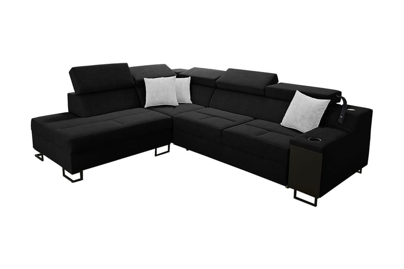 3-seters Sovesofa Venstre - Svart - Møbler - Sofaer - Fløyelssofaer
