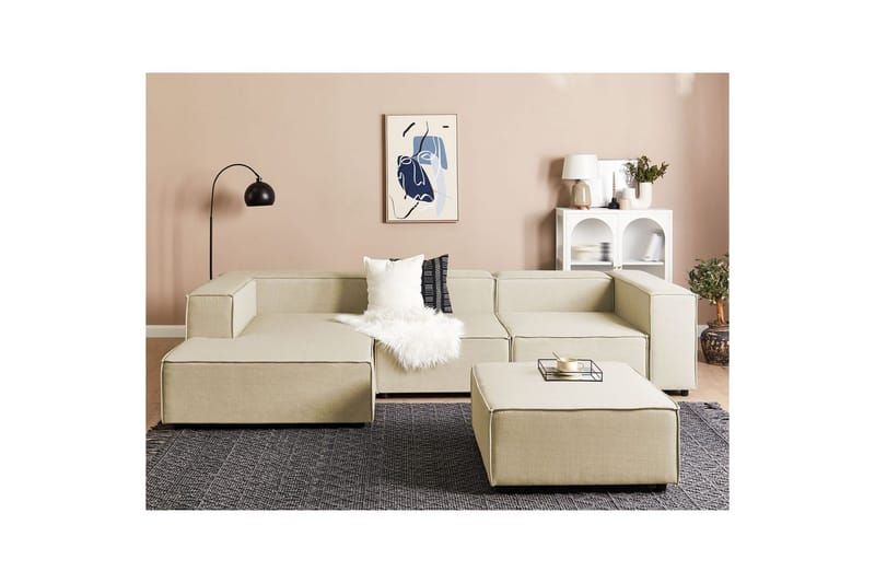 3-sits Hörnsoffa med fotpall Beliani Aprica Högervänd Left-faced - Møbler - Sofaer - Sofaer med sjeselong - 3 seters sofa med divan